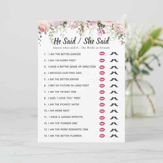 ブライダルシャワー彼は言った – 彼女はゲームを言った 招待状 (スタンド正面)