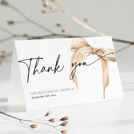 ブライダルシャワー彼女はノット中立ベージュを結んでいる サンキューカード