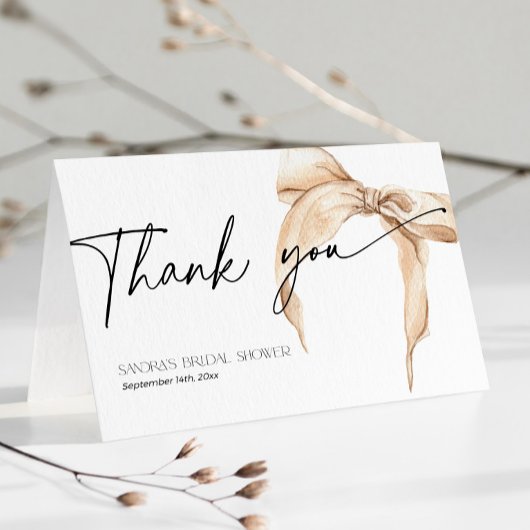 ブライダルシャワー彼女はノット中立ベージュを結んでいる サンキューカード