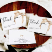 ブライダルシャワー彼女はノット中立ベージュを結んでいる サンキューカード