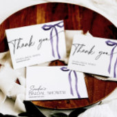 ブライダルシャワー彼女は結び紫色の弓 サンキューカード