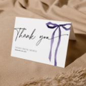 ブライダルシャワー彼女は結び紫色の弓 サンキューカード