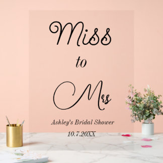 ブライダルシャワー恋しく思ピンクトからMrsサインフォームのボード アクリルサイン