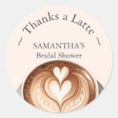ブライダルシャワー感謝していのラテハート ラウンドシール (正面)