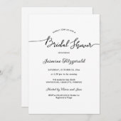 ブライダルシャワー手書きスクリプトエレガント 招待状 (正面/裏面)