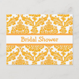 ブライダルシャワー招エレガント待、イエローダマスク インビテーションポストカード