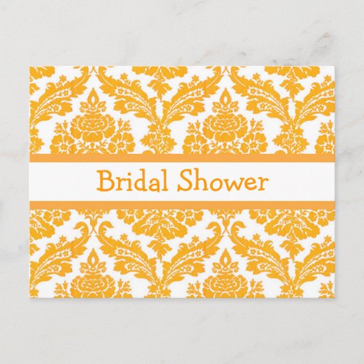 ブライダルシャワー招エレガント待、イエローダマスク インビテーションポストカード (正面)