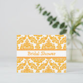 ブライダルシャワー招エレガント待、イエローダマスク インビテーションポストカード (スタンド正面)