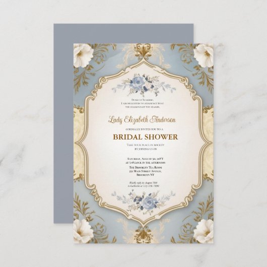 ブライダルシャワー招フランスの待,シャトーパーティー 招待状 (正面/裏面)