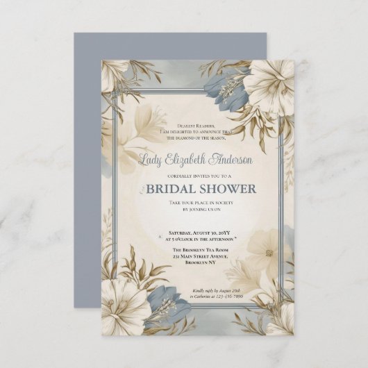 ブライダルシャワー招フランスの待,シャトーパーティー 招待状 (正面/裏面)