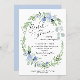 ブライダルシャワー招待アイスブルー花 招待状