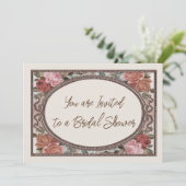 ブライダルシャワー招待アイボリーヴィンテージバラ 招待状 (スタンド正面)