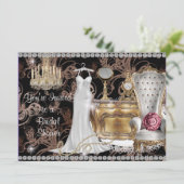 ブライダルシャワー招待アンティーク壁紙 招待状 (スタンド正面)