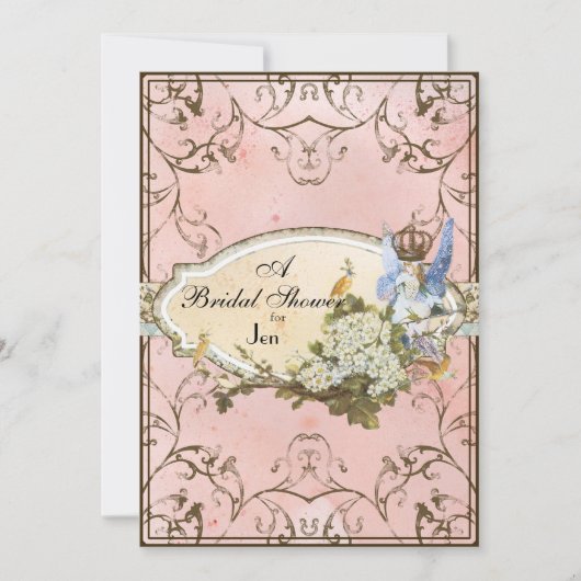 ブライダルシャワー招待エンチャント妖精の国プリンセス 招待状 (正面)