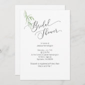 ブライダルシャワー招待オリーブ枝水色 招待状 (正面/裏面)