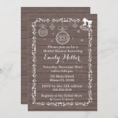 ブライダルシャワー招待オーナメント素朴ウッド 招待状 (正面/裏面)