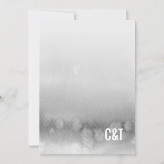 ブライダルシャワー招待グラデーション:水彩グレー 招待状 (裏面)