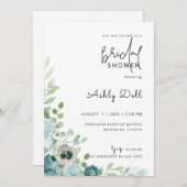 ブライダルシャワー招待ダスティブルー 招待状 (正面/裏面)