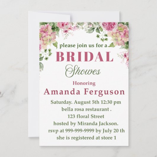 ブライダルシャワー招待パーティーカード 招待状 (正面)