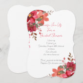 ブライダルシャワー招待ピンクフローラデザイン セーブザデート (正面/裏面)