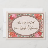 ブライダルシャワー招待ピンクヴィンテージバラ 招待状 (正面)