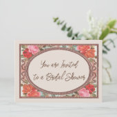 ブライダルシャワー招待ピンクヴィンテージバラ 招待状 (スタンド正面)