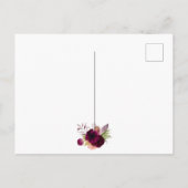 ブライダルシャワー招待ブルゴーニュ花模様ボヘミア ポストカード (裏面)