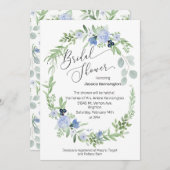 ブライダルシャワー招待ブルーウォーター色 招待状 (正面/裏面)