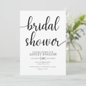 ブライダルシャワー招待モダン – ブラックスクリプト 招待状 (スタンド正面)