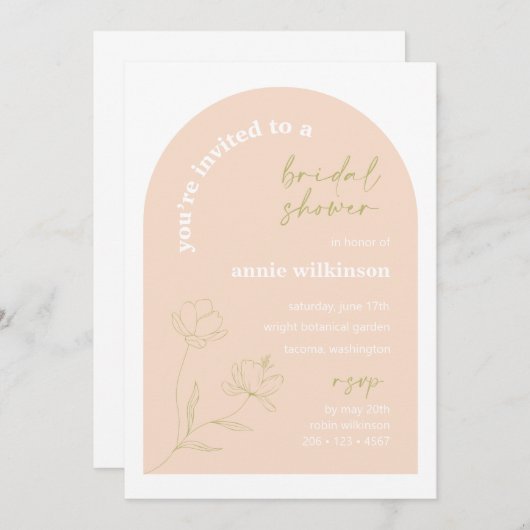 ブライダルシャワー招待レトロウェディングパーティーA115 招待状 (正面/裏面)