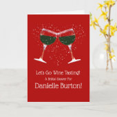 ブライダルシャワー招待ワインテイスティングまたはワイナリー カード (黄色い花)