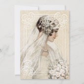 ブライダルシャワー招待ヴィンテージ花嫁(フレーム付き) 招待状 (正面)
