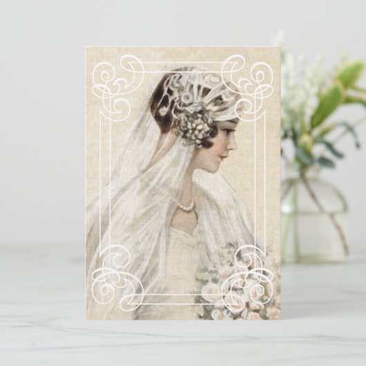 ブライダルシャワー招待ヴィンテージ花嫁(フレーム付き) 招待状 (スタンド正面)