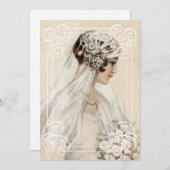 ブライダルシャワー招待ヴィンテージ花嫁（フレーム付き） 招待状 (正面/裏面)