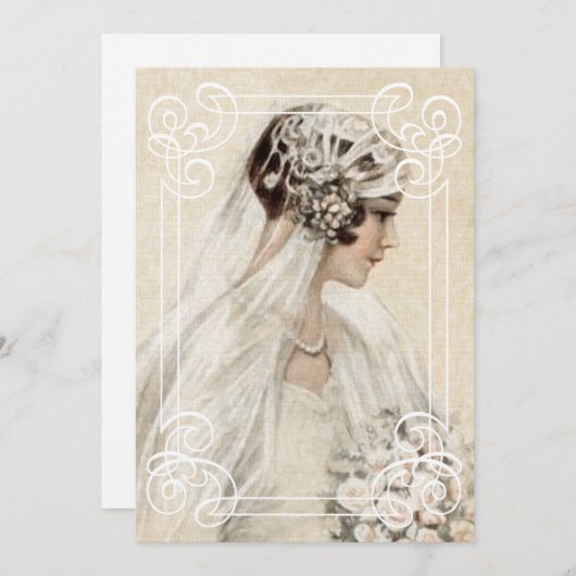 ブライダルシャワー招待ヴィンテージ花嫁(フレーム付き) 招待状 (正面/裏面)
