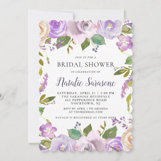 ブライダルシャワー招待春フローラ水彩 招待状 (正面)