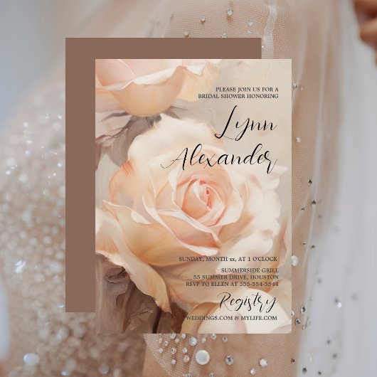 ブライダルシャワー招待柔エレガントらかい夏のバラ セーブザデート