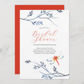 ブライダルシャワー招待状エレガントレッドトンボ 招待状 (正面/裏面)