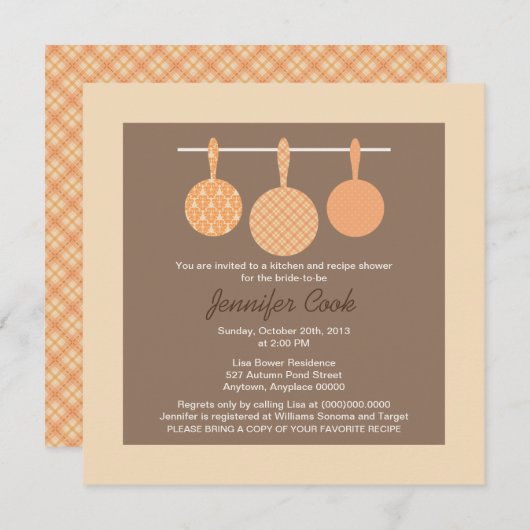ブライダルシャワー招待状キッチン料理テーマ 招待状 (正面/裏面)