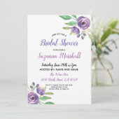 ブライダルシャワー招待状パープルフラワーフローラ薄紫 招待状 (スタンド正面)