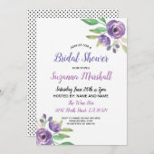 ブライダルシャワー招待状パープルフラワーフローラ薄紫 招待状 (正面/裏面)