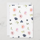 ブライダルシャワー招待状ピンクネイビーフローラブランチ セーブザデート (裏面)