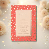 ブライダルシャワー招待状フローラピーチコーラルフォイル 箔招待状