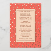 ブライダルシャワー招待状フローラピーチコーラルフォイル 箔招待状 (正面)
