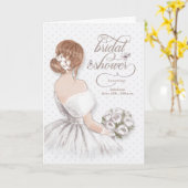 ブライダルシャワー招待状ブライドインタウペアンドホワイト カード (黄色い花)