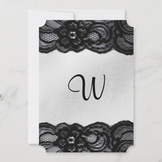 ブライダルシャワー招待状ブラックレースアンドサテン 招待状 (裏面)