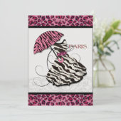 ブライダルシャワー招待状レオパード,レトロドレス,パリ 招待状 (スタンド正面)