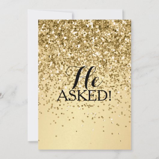 ブライダルシャワー招待状彼女が言ったYes金ゴールドグリッター 招待状 (裏面)