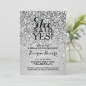 ブライダルシャワー招待状彼女はYesシルバーグリッター  招待状 (スタンド正面)