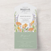 ブライダルシャワー招待状水彩ワイルドフラワー オールインワン招待状 (内側)
